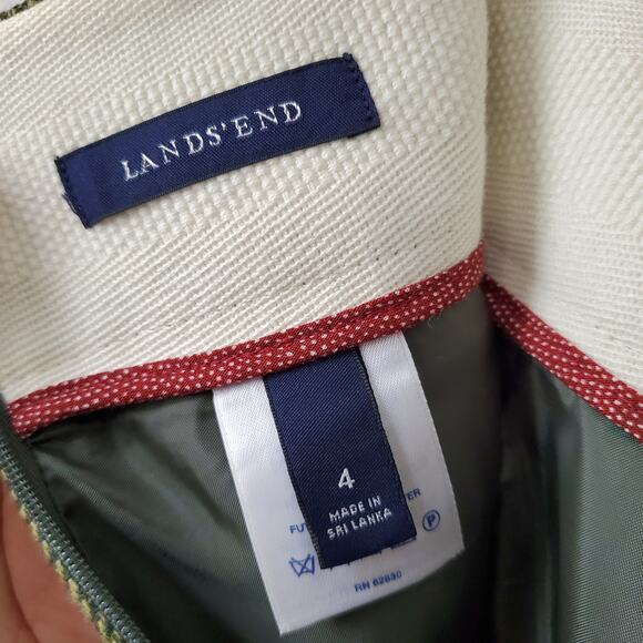 Lands End Green Herring Tweed Pencil Skirt 4 Classic Preppy Career Twee Academia - Picture 7 of 13
